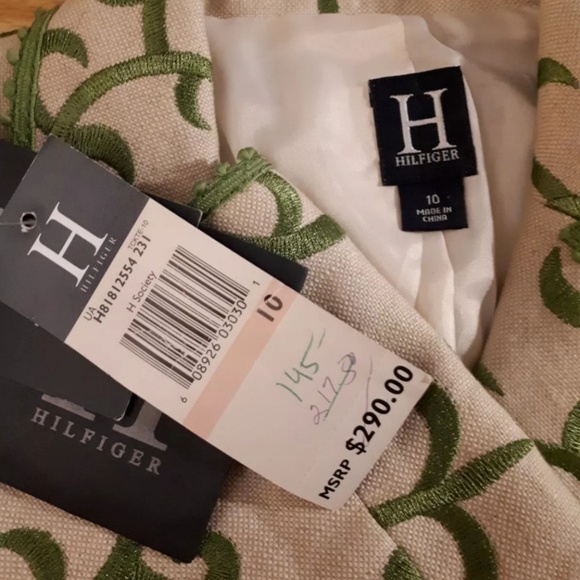 Hilfiger Embroidered Green Tan Jacket NWT Size 10 - Picture 4 of 6